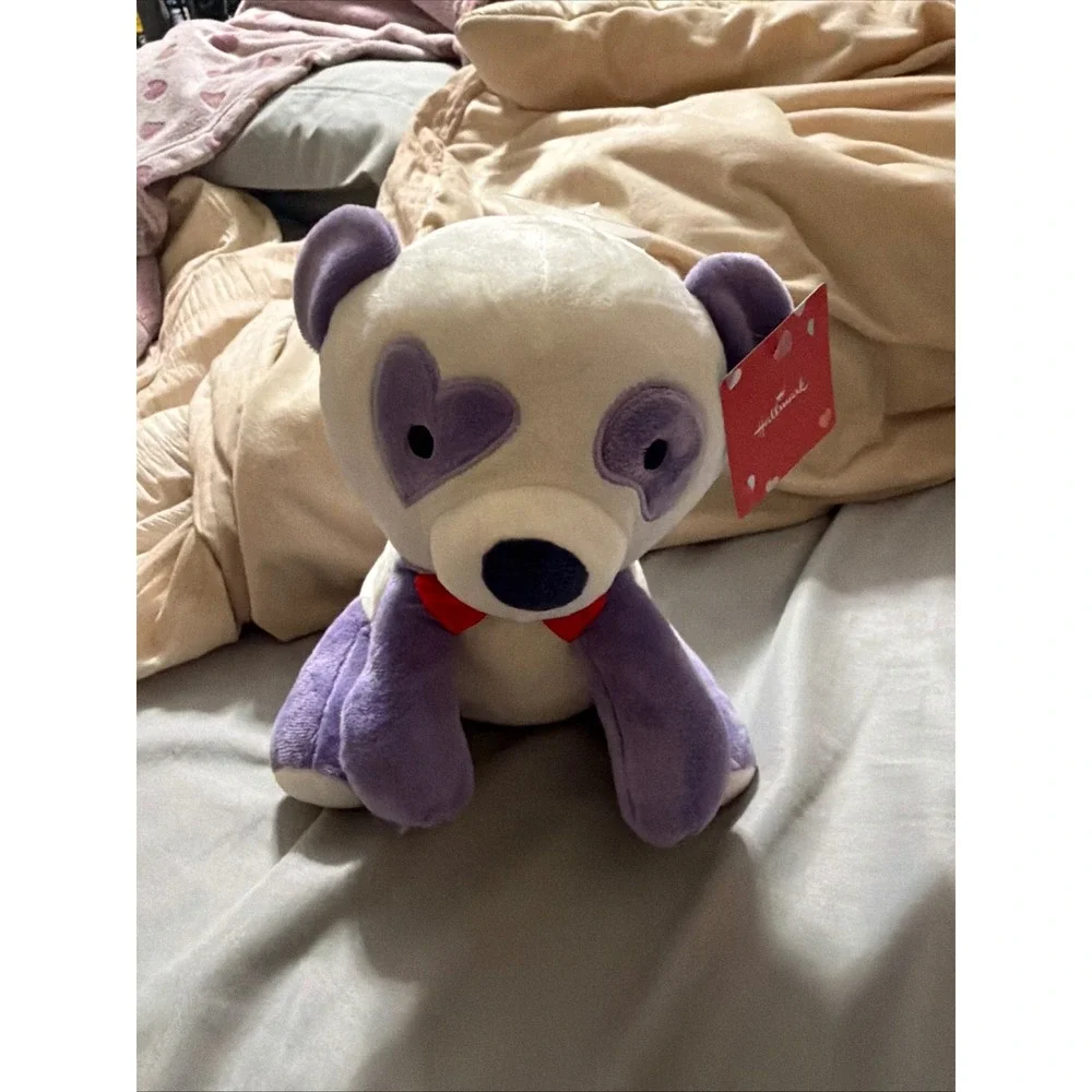 Hallmark‎ Purple Panda Valentine Plush Stuffed Animal Heart Eyes Red Bow NWT